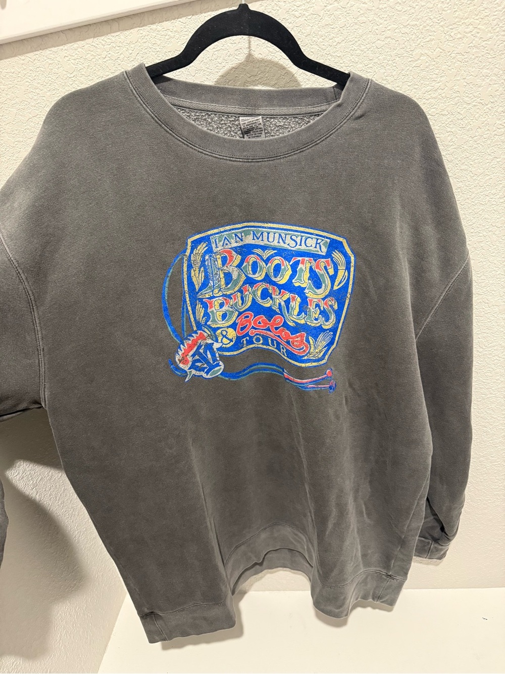 Gray Graphic Crewneck Sweatshirt - Boots Buckles Tour
